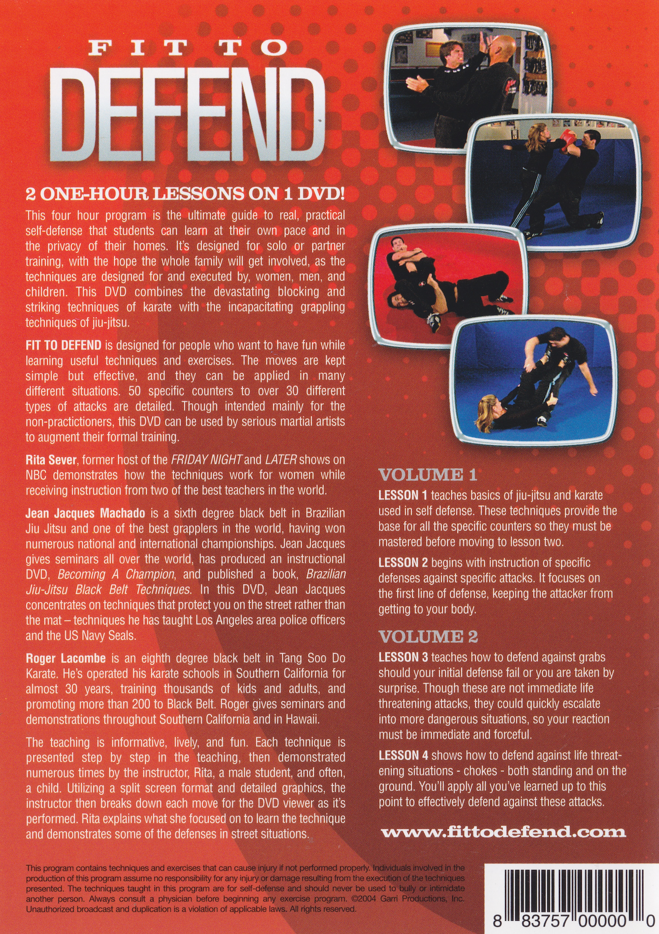 Fit to Defend 2 DVD Set with Jean Jacques Machado & Roger Lacombe
