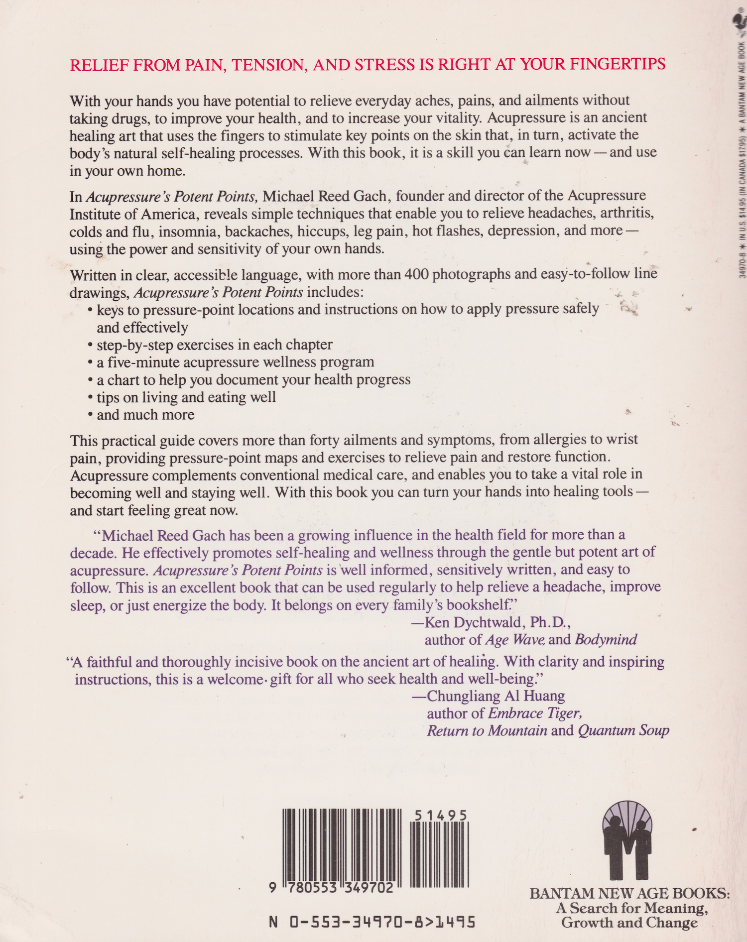 Acupressure's Potent Points: A Guide to Self-Care for Common Ailments Book by Michael Reed Gach (Preowned)