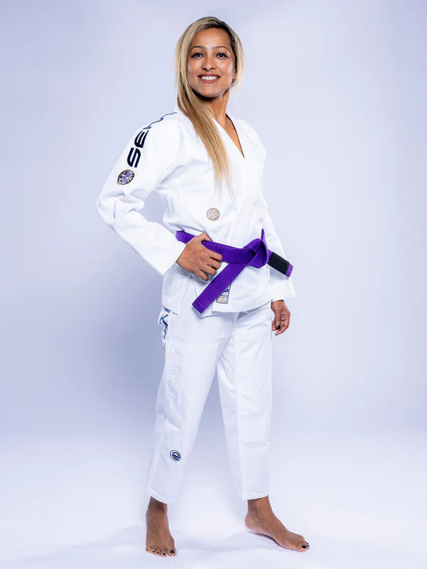 Women's Sekai 3.0 White & Navy BJJ Gi by Fuji