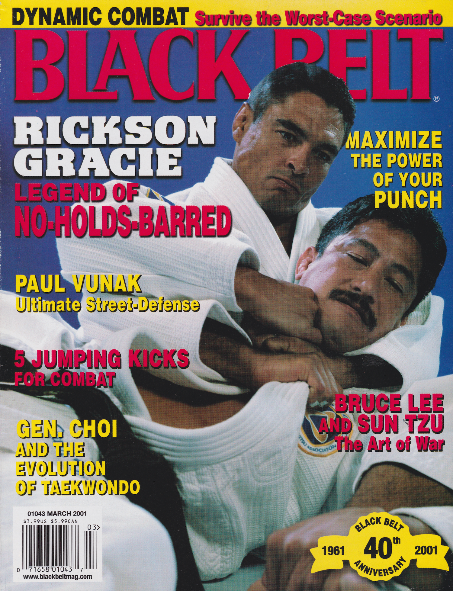 Black Belt Magazine March 2001 with Rickson Gracie (Preowned)