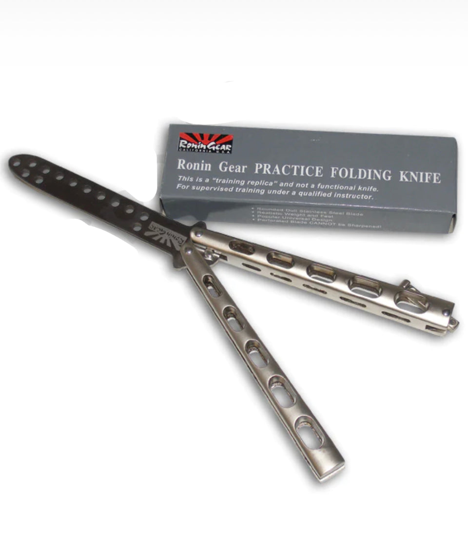 Practice Balisong Butterfly Knife SILVER by Ronin Gear