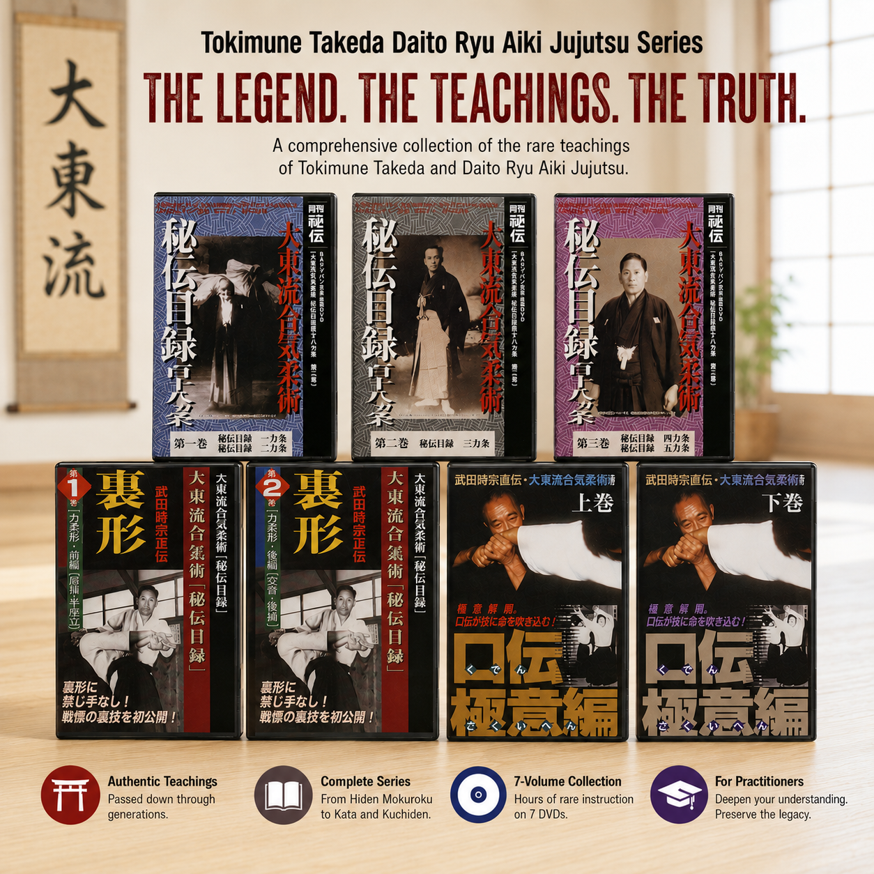Daito Ryu Aikijujutsu Hiden Mokuroku Complete 7 DVD Set