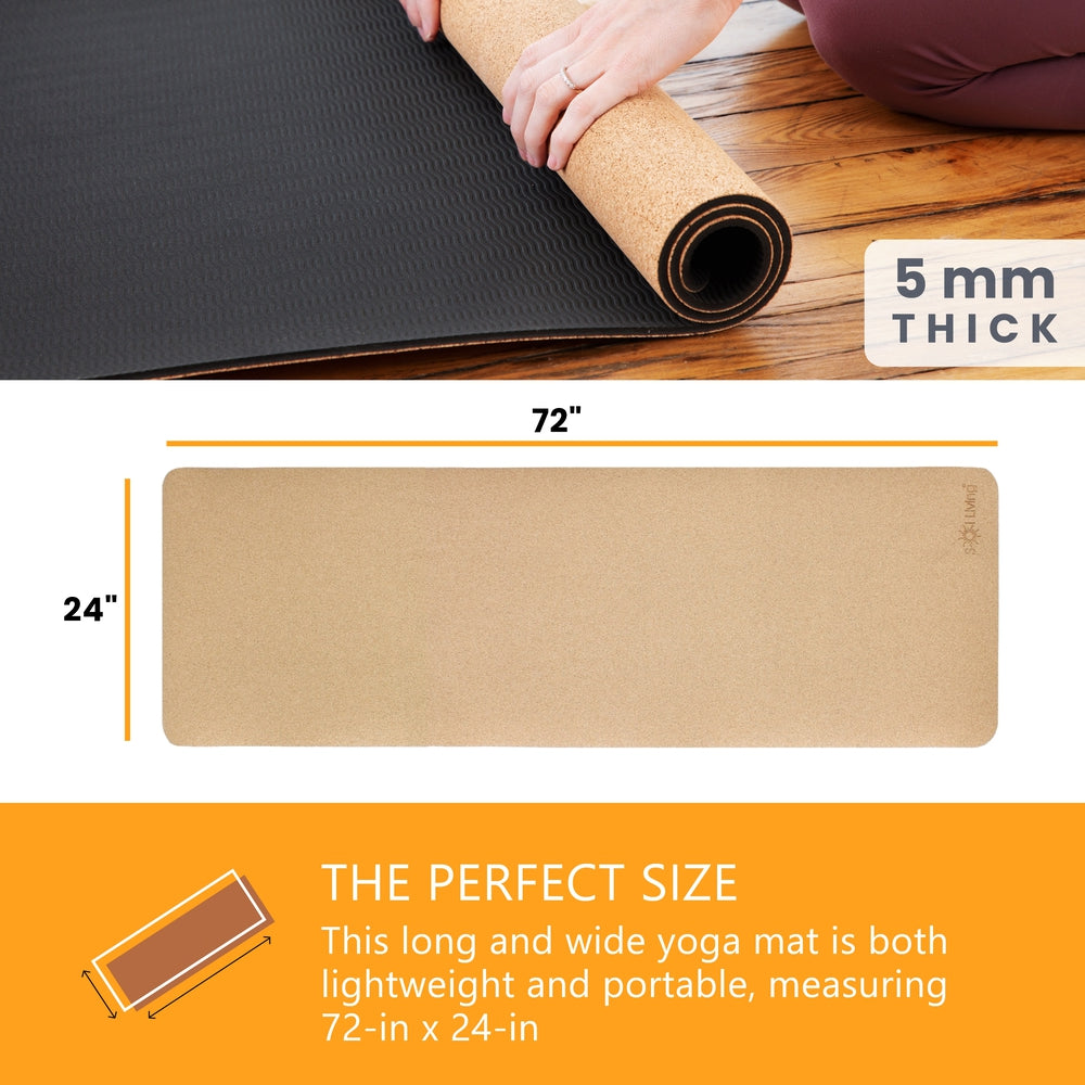 Cork Yoga Mat — Non-Slip Natural Cork & TPE, 5mm Thick
