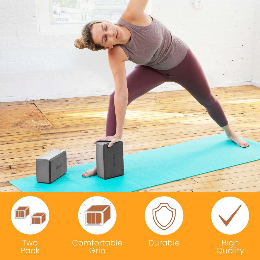 Yoga Blocks (2 Pack) — Latex-Free High-Density Foam Blocks