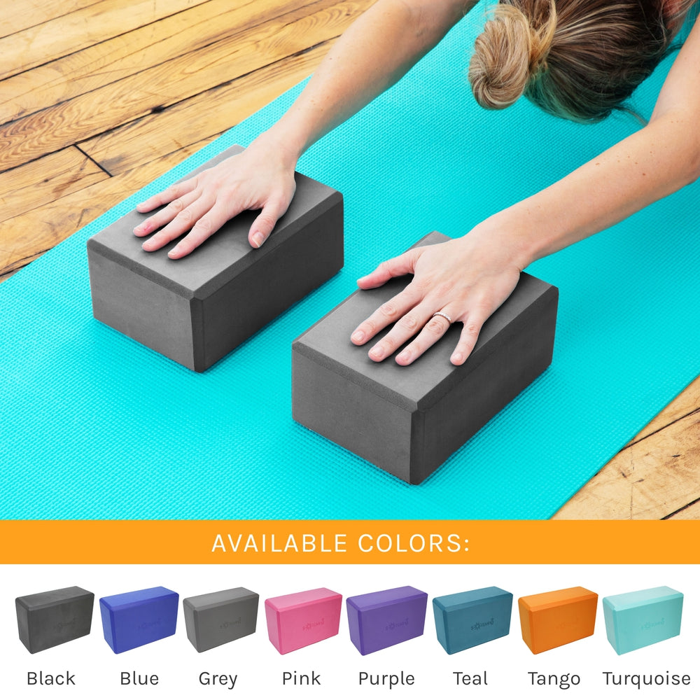 Yoga Blocks (2 Pack) — Latex-Free High-Density Foam Blocks
