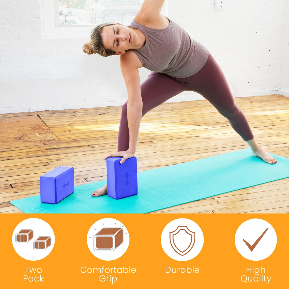 Yoga Blocks (2 Pack) — Latex-Free High-Density Foam Blocks