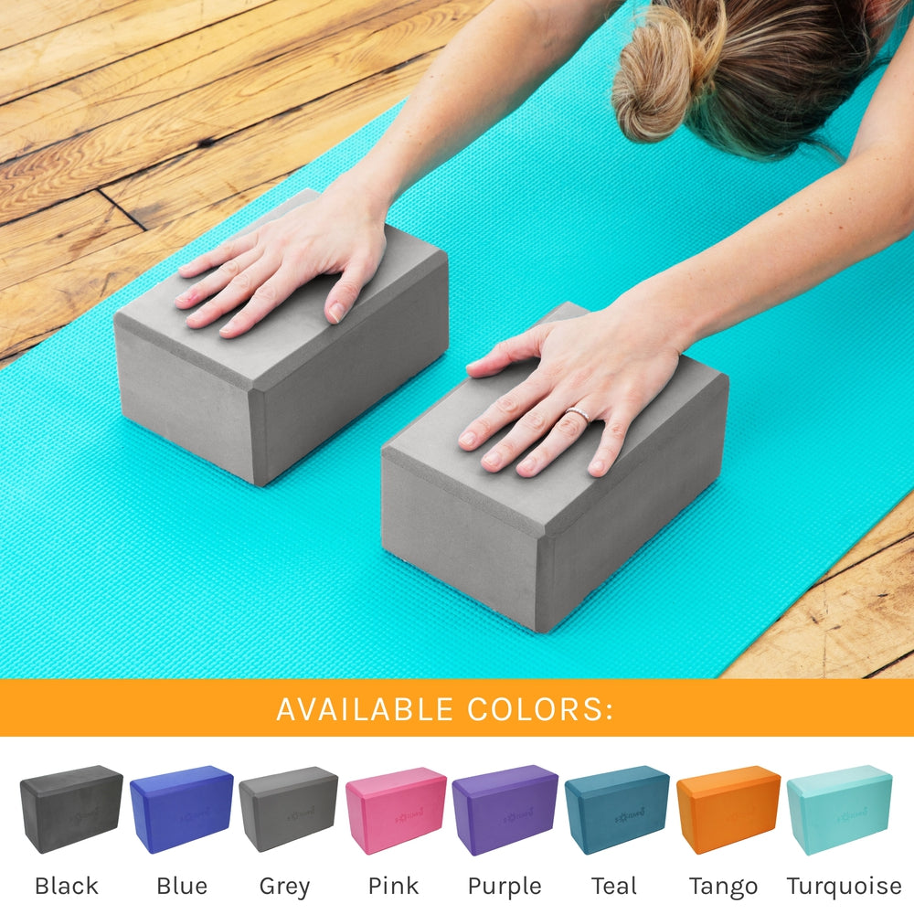 Yoga Blocks (2 Pack) — Latex-Free High-Density Foam Blocks