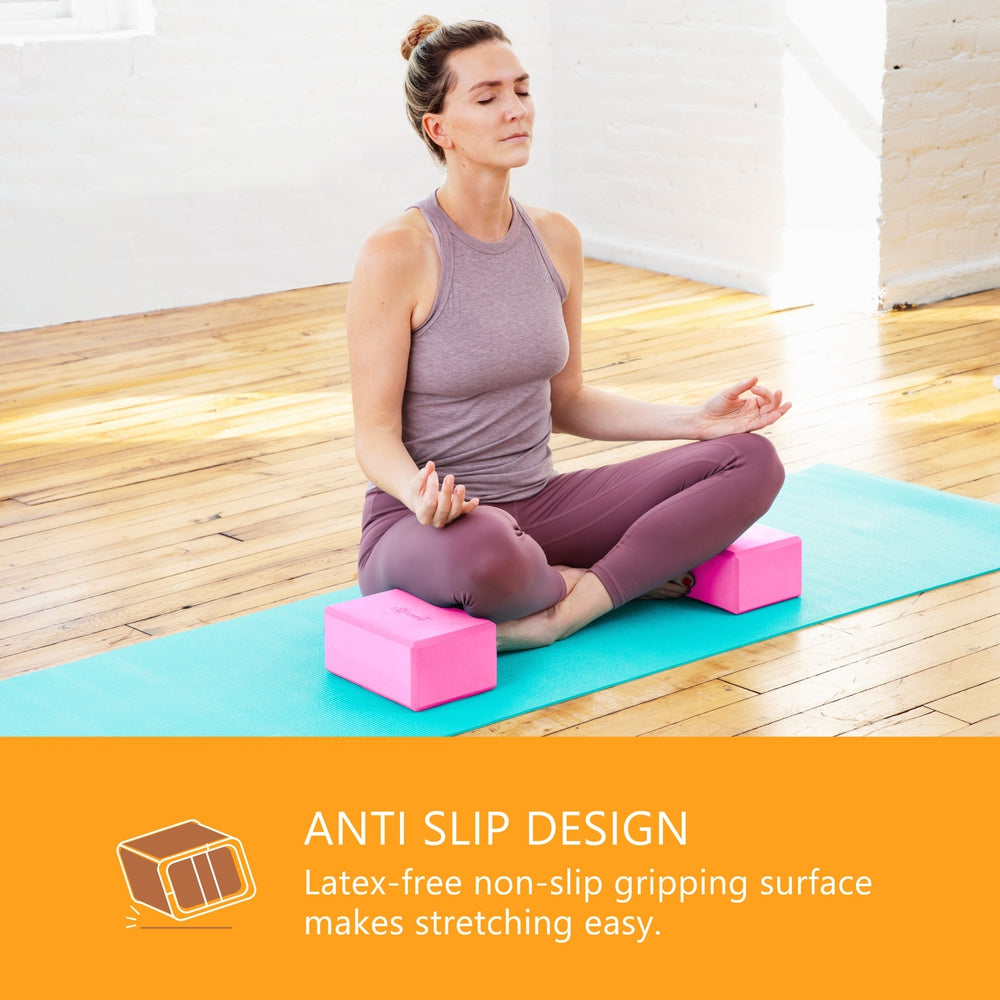 Yoga Blocks (2 Pack) — Latex-Free High-Density Foam Blocks