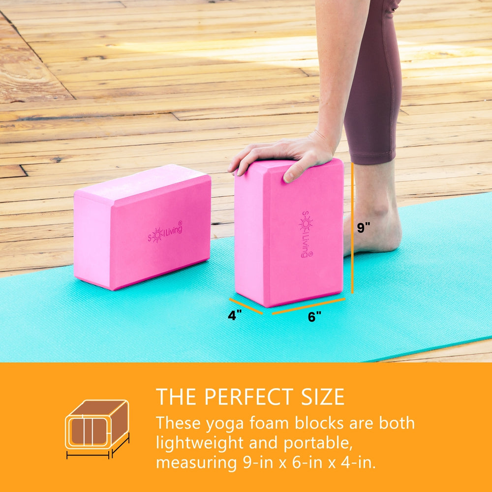 Yoga Blocks (2 Pack) — Latex-Free High-Density Foam Blocks