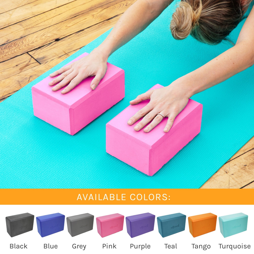 Yoga Blocks (2 Pack) — Latex-Free High-Density Foam Blocks