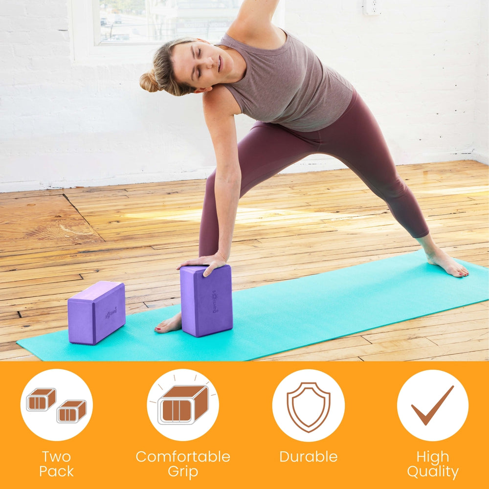 Yoga Blocks (2 Pack) — Latex-Free High-Density Foam Blocks