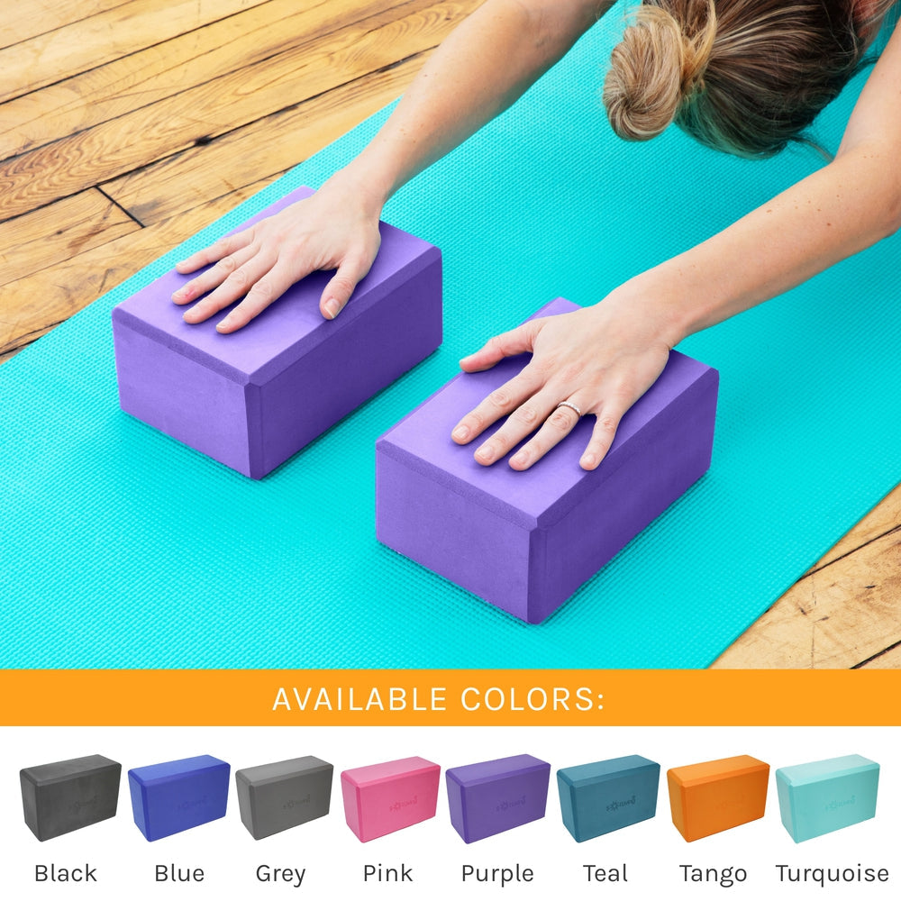 Yoga Blocks (2 Pack) — Latex-Free High-Density Foam Blocks