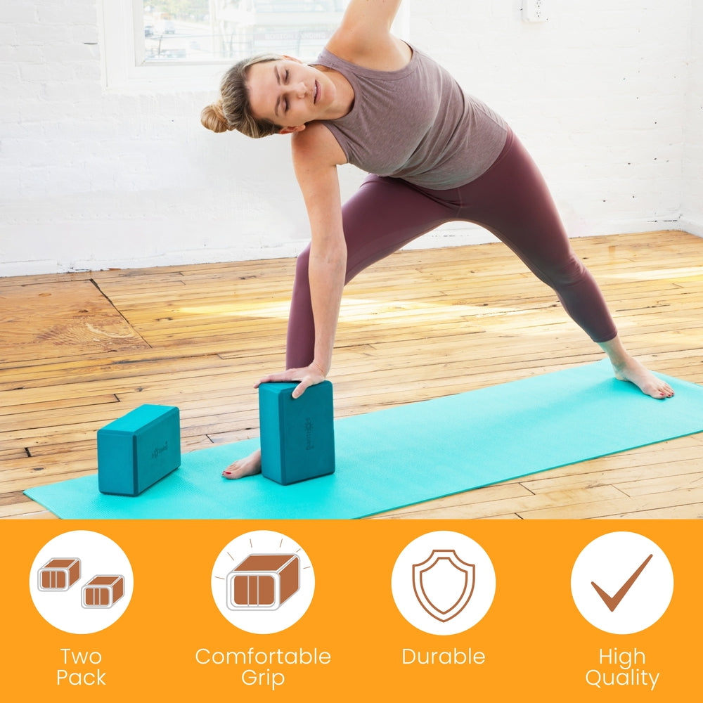 Yoga Blocks (2 Pack) — Latex-Free High-Density Foam Blocks
