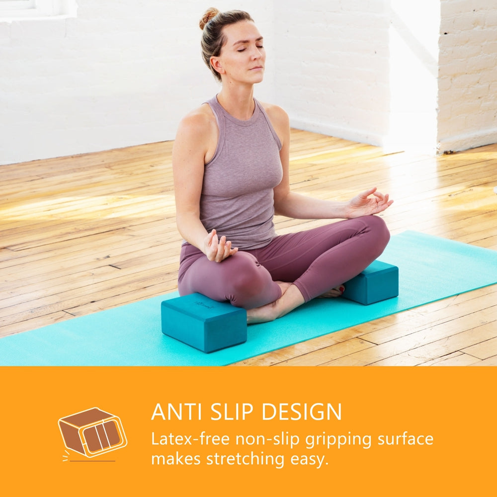 Yoga Blocks (2 Pack) — Latex-Free High-Density Foam Blocks