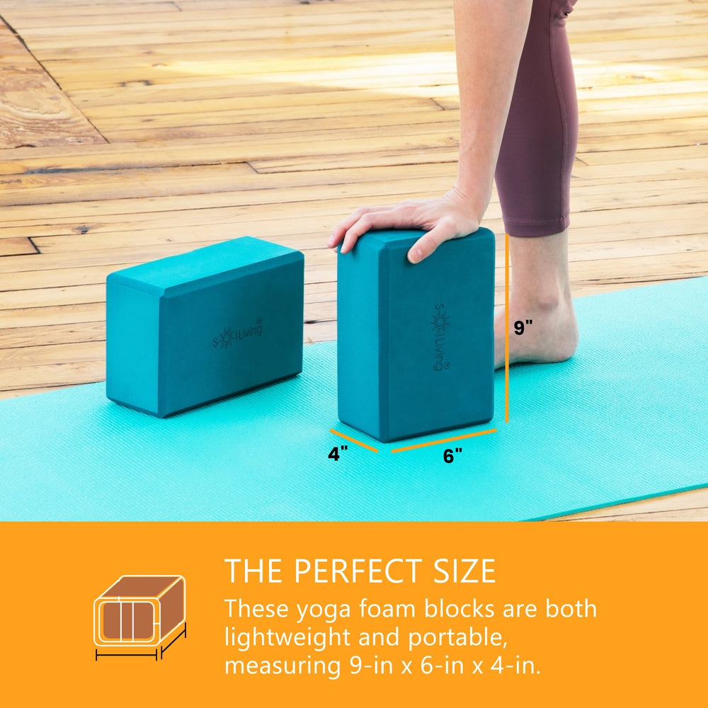 Yoga Blocks (2 Pack) — Latex-Free High-Density Foam Blocks