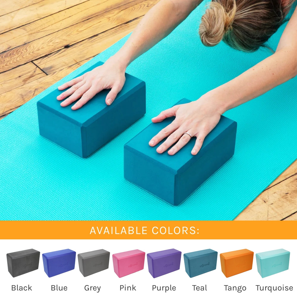Yoga Blocks (2 Pack) — Latex-Free High-Density Foam Blocks