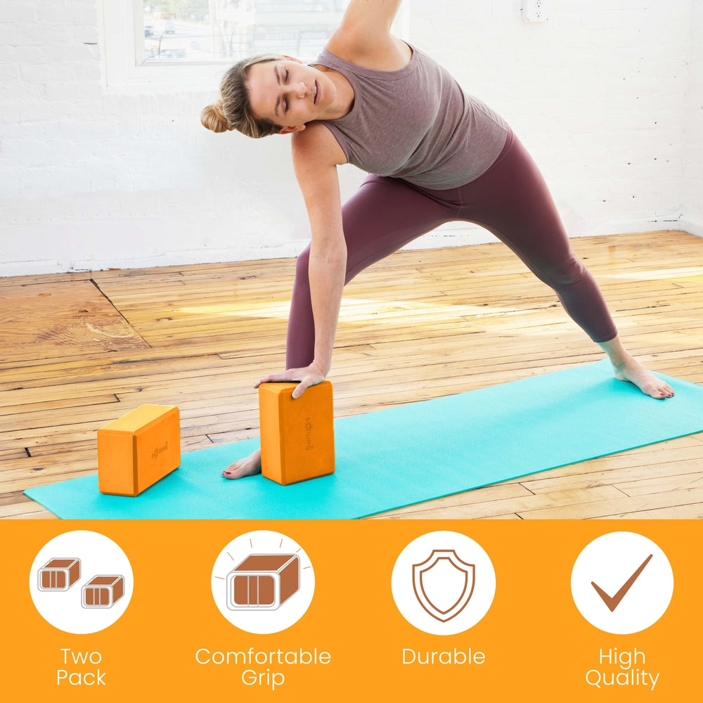 Yoga Blocks (2 Pack) — Latex-Free High-Density Foam Blocks
