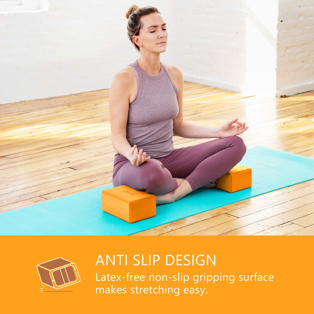 Yoga Blocks (2 Pack) — Latex-Free High-Density Foam Blocks