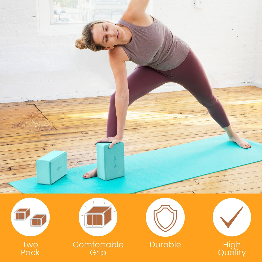 Yoga Blocks (2 Pack) — Latex-Free High-Density Foam Blocks