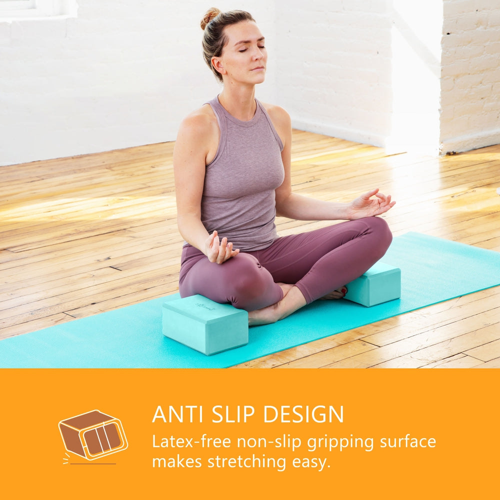 Yoga Blocks (2 Pack) — Latex-Free High-Density Foam Blocks
