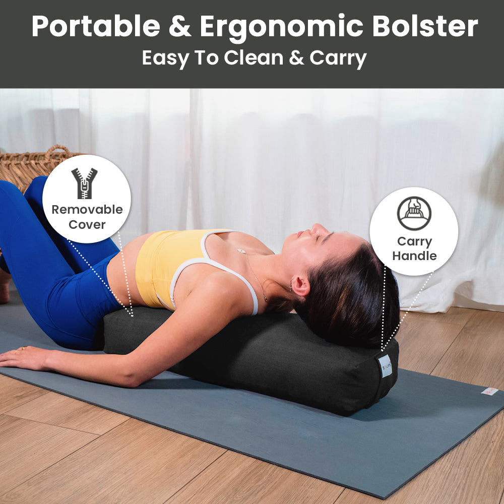 Bolster Pillow for Yoga & Meditation - Rectangular Cotton, 28