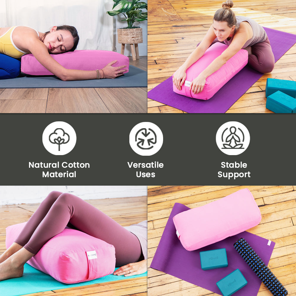 Bolster Pillow for Yoga & Meditation - Rectangular Cotton, 28
