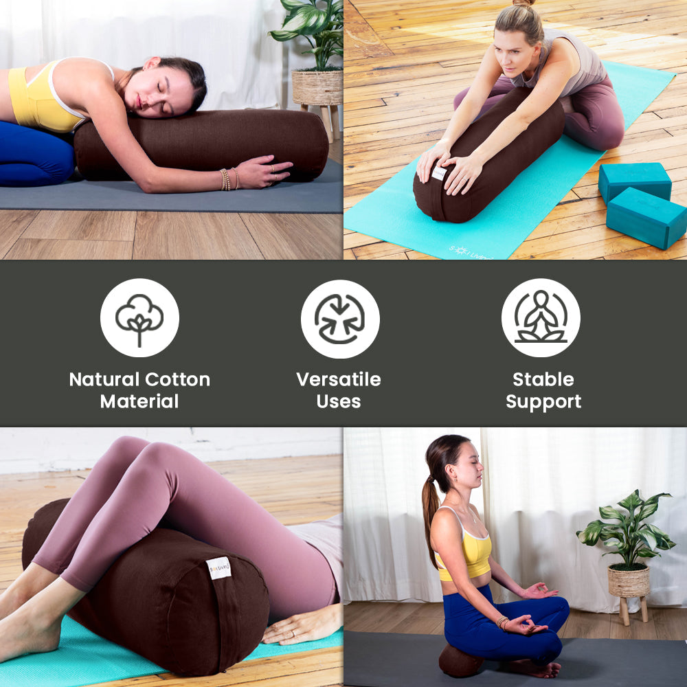 Bolster Pillow for Yoga & Meditation - Cylindrical Cotton, 28