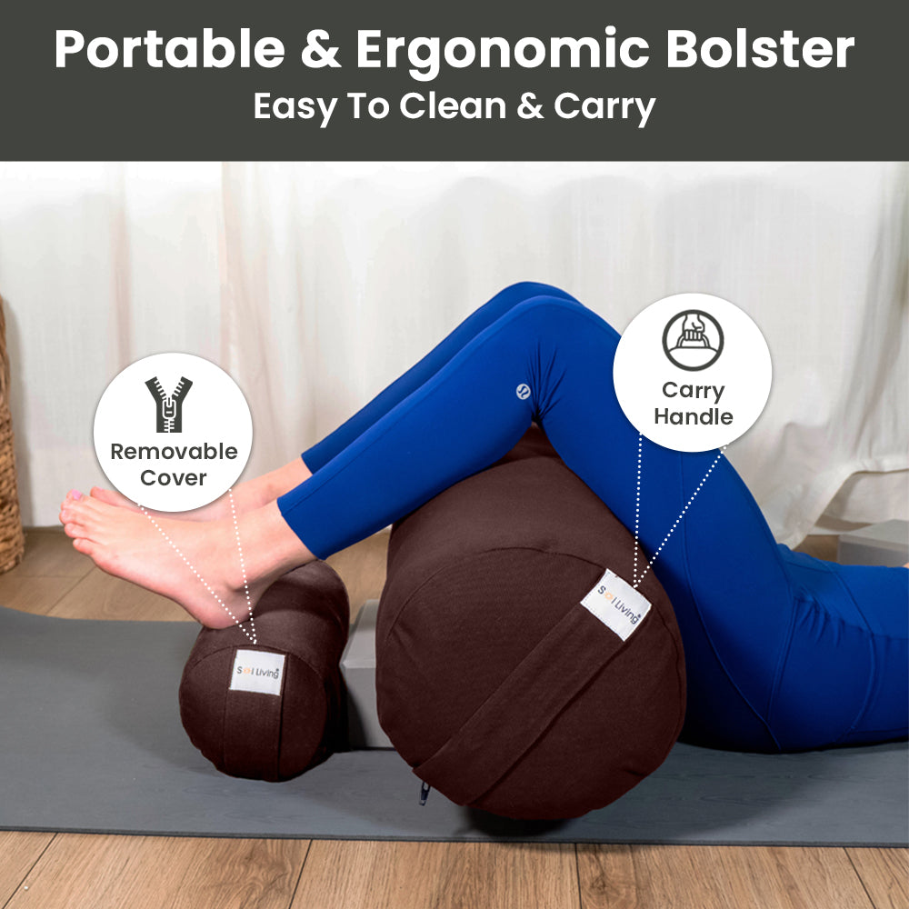 Bolster Pillow for Yoga & Meditation - Cylindrical Cotton, 28