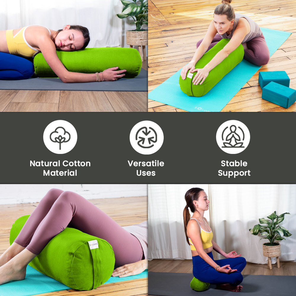 Bolster Pillow for Yoga & Meditation - Cylindrical Cotton, 28