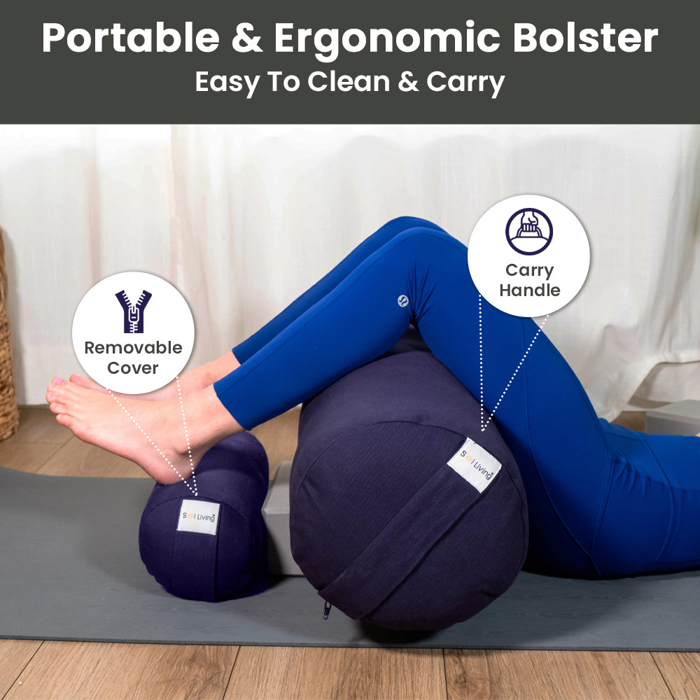 Bolster Pillow for Yoga & Meditation - Cylindrical Cotton, 28