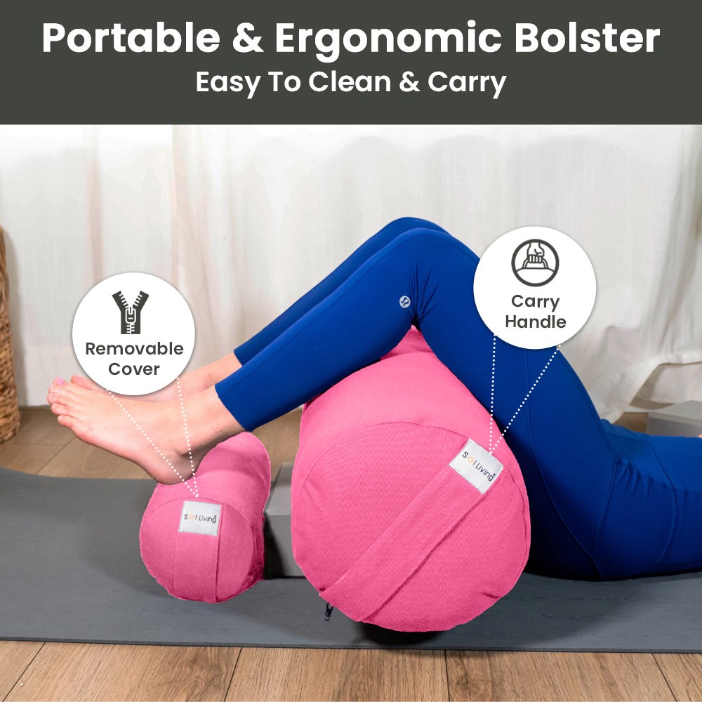 Bolster Pillow for Yoga & Meditation - Cylindrical Cotton, 28