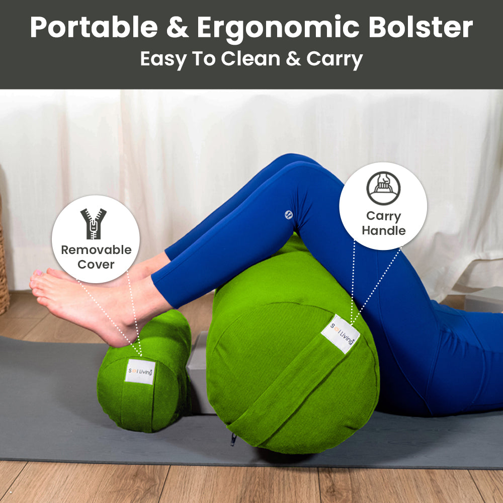 Bolster Pillow for Yoga & Meditation - Pranayama Cylindrical Cotton Bolster (26