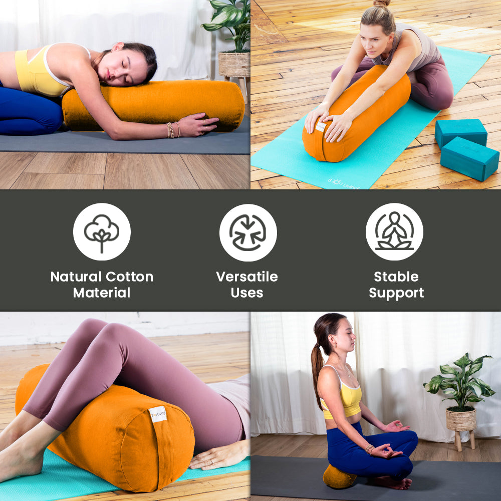Bolster Pillow for Yoga & Meditation - Pranayama Cylindrical Cotton Bolster (26