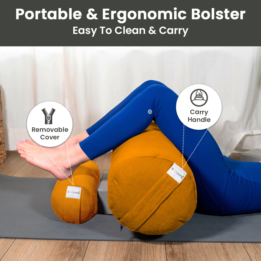 Bolster Pillow for Yoga & Meditation - Pranayama Cylindrical Cotton Bolster (26