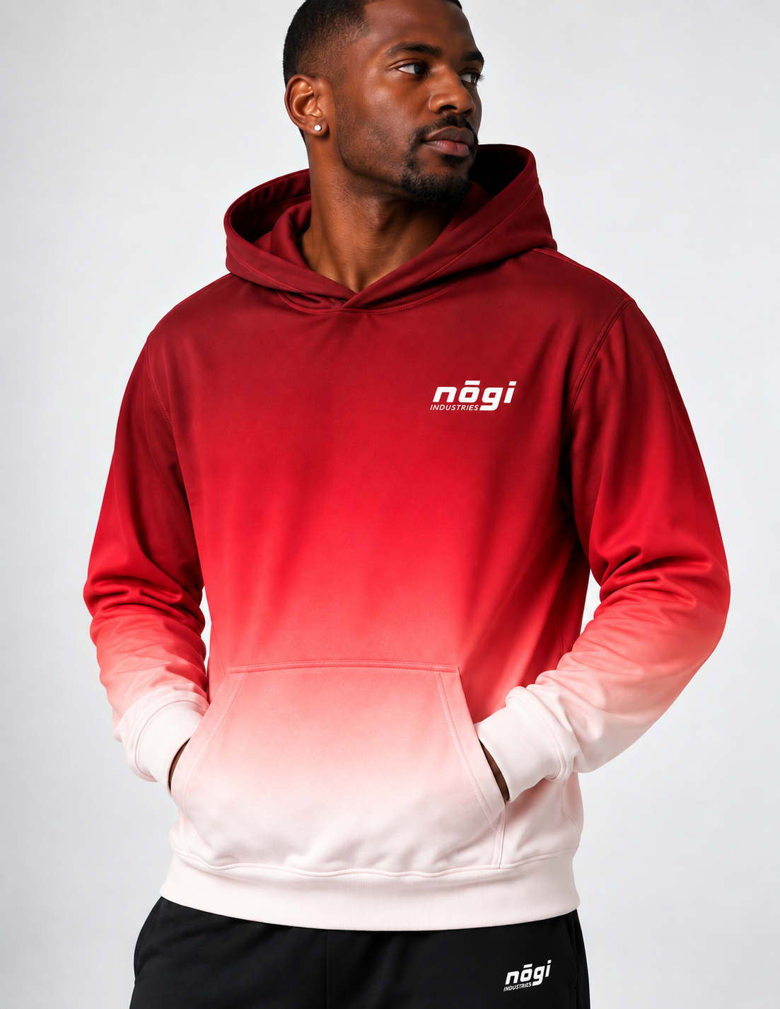 Ember — Burgundy to Ember Gradient Oversized Cotton Hoodie by Nogi Industries