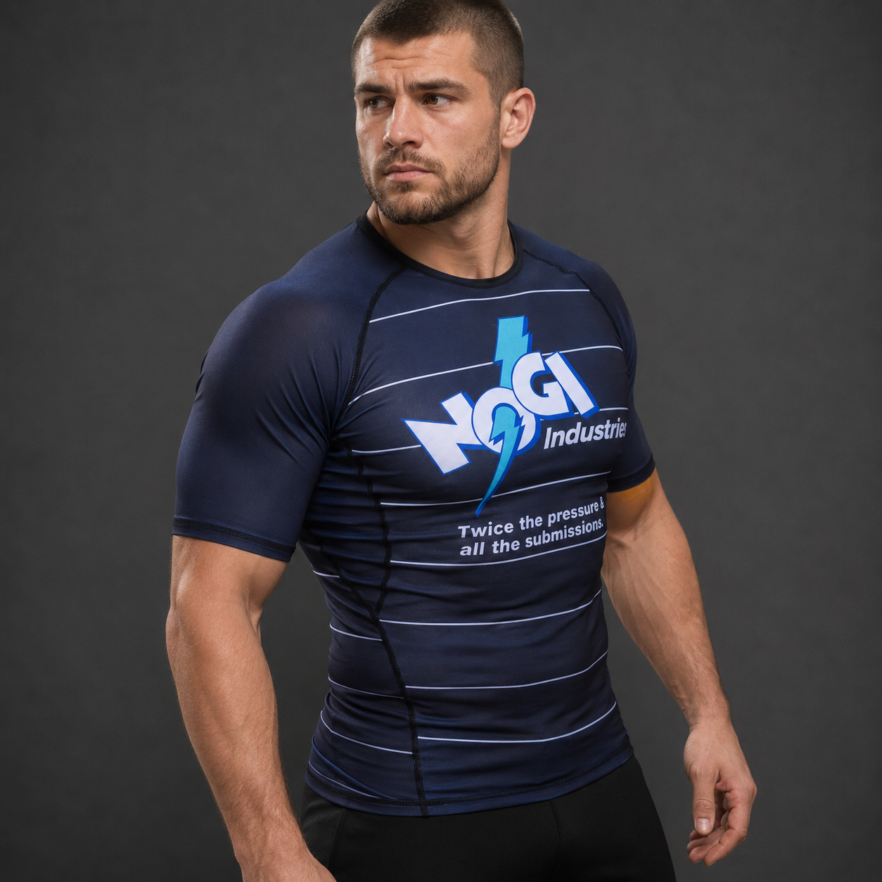 Energy Rash Guard by Nogi Industries Short Sleeve - BLACK