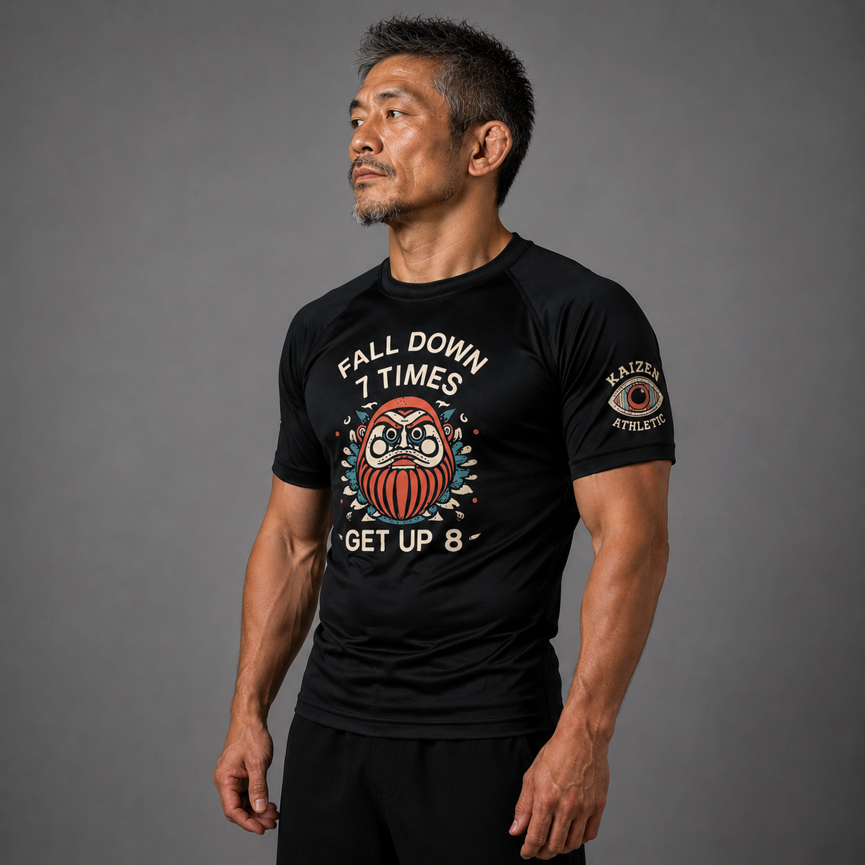 Fall Down Men's Short Sleeve Rash Guard by Kaizen Athletic