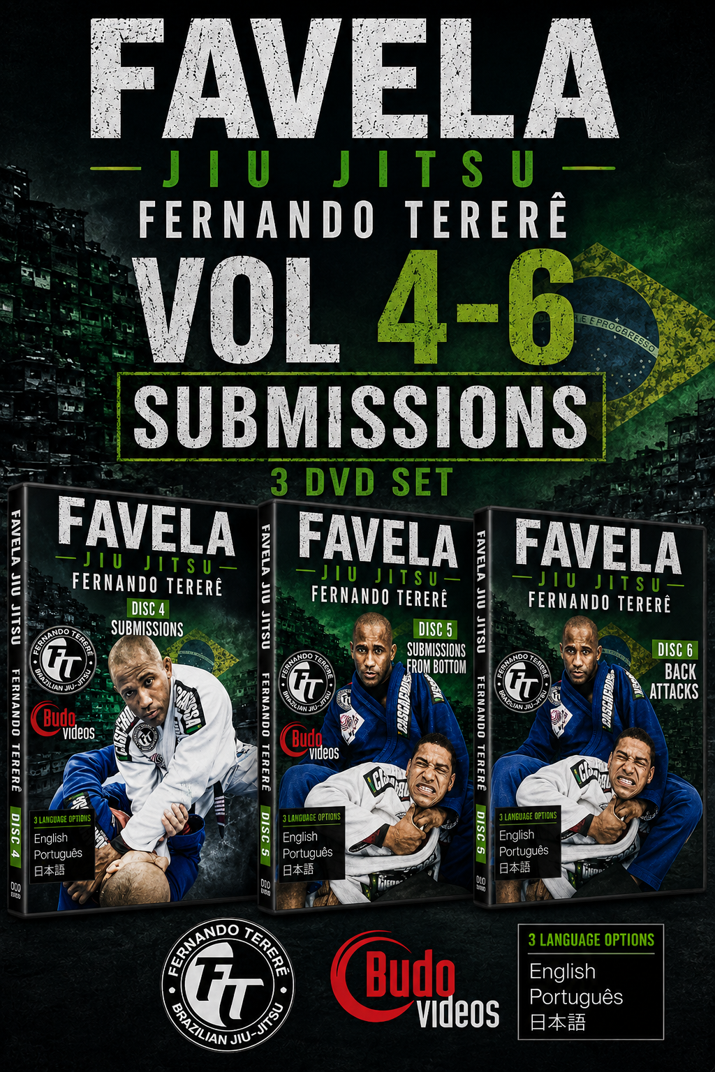 Favela Jiu Jitsu Vol 4-6 Submissions by Fernando Terere 3 DVD Set