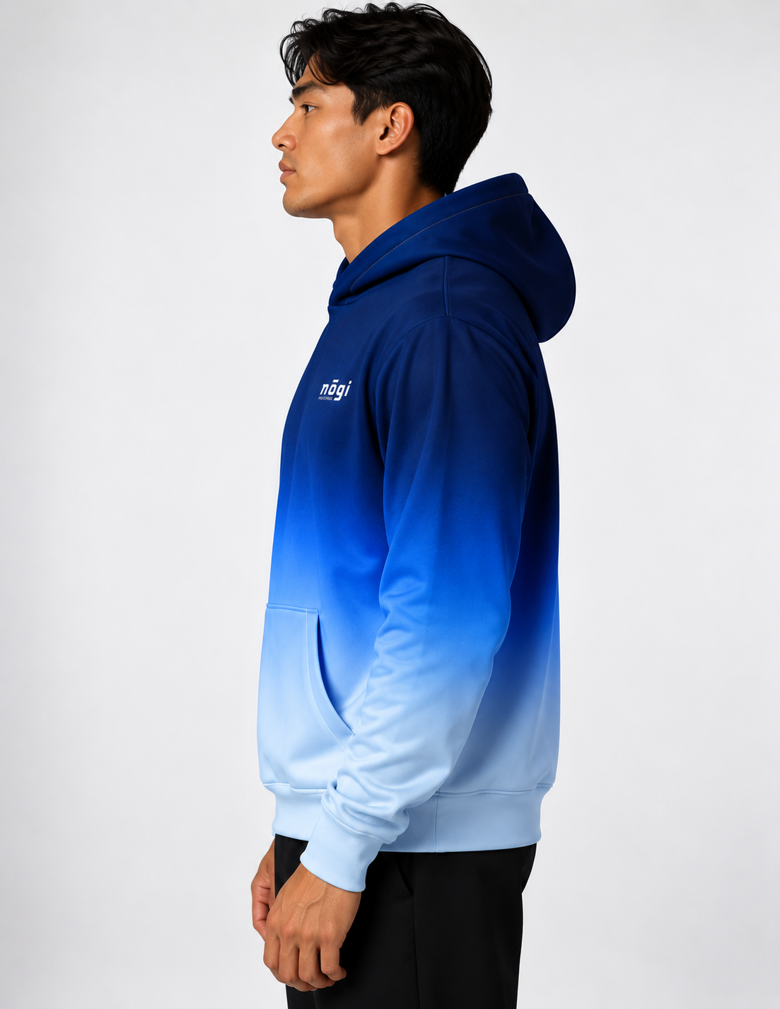 Glacier — Deep Blue to Ice Gradient Oversized Cotton Hoodie by Nogi Industries