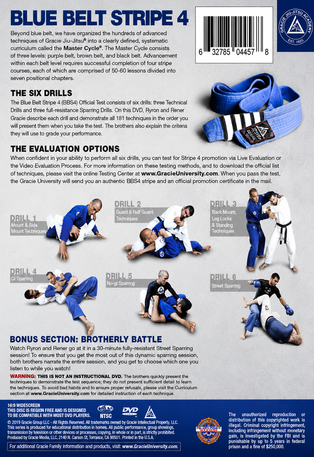 Gracie Academy Master Cycle Blue Belt Stripe 4 DVD Official Test