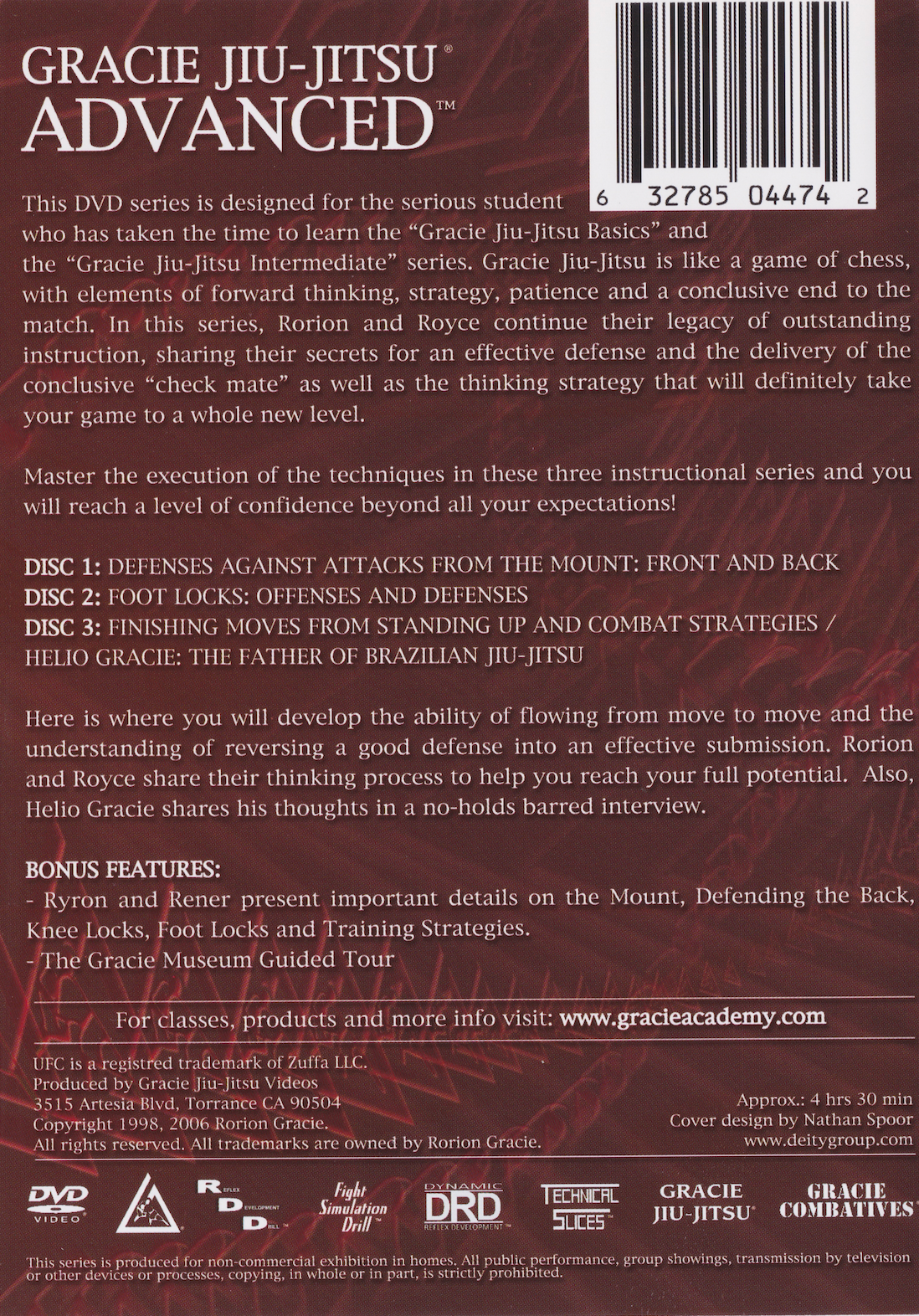 Gracie Jiu-Jitsu Advanced 3 DVD Set with Rorion & Royce Gracie (Preowned)