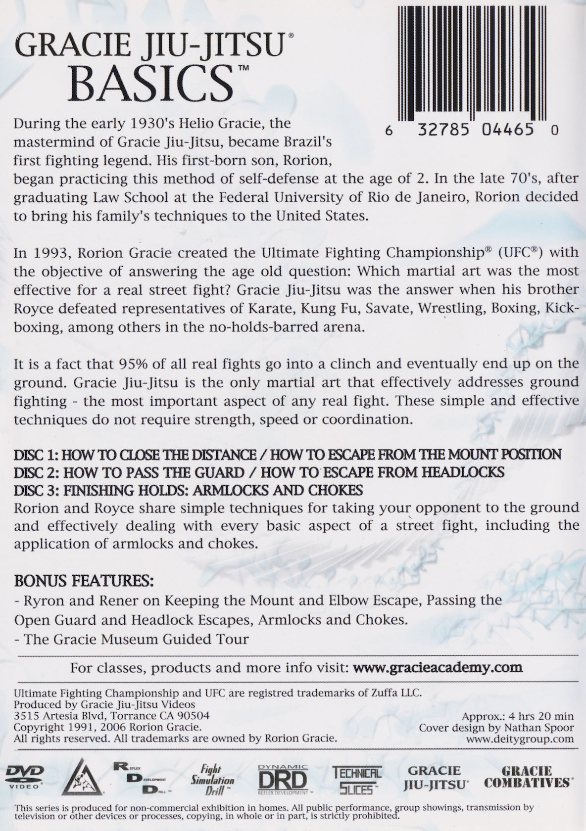 Gracie Jiu-Jitsu Basics 3 DVD Set with Rorion & Royce Gracie (Preowned)