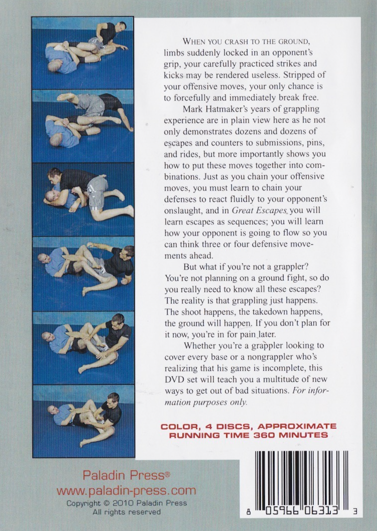 Great Escapes Beating the Grappler at His Own Game 4 DVD Set by Mark Hatmaker