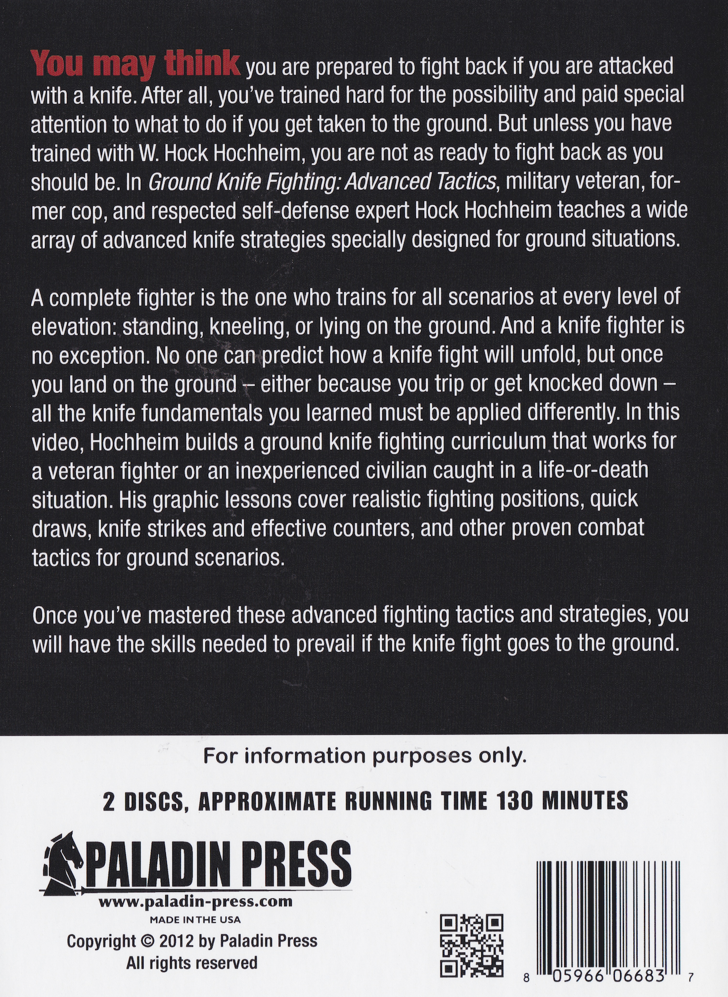 Ground Knife Fighting Advanced Tactics 2 DVD Set by Hock Hochheim (Preowned)