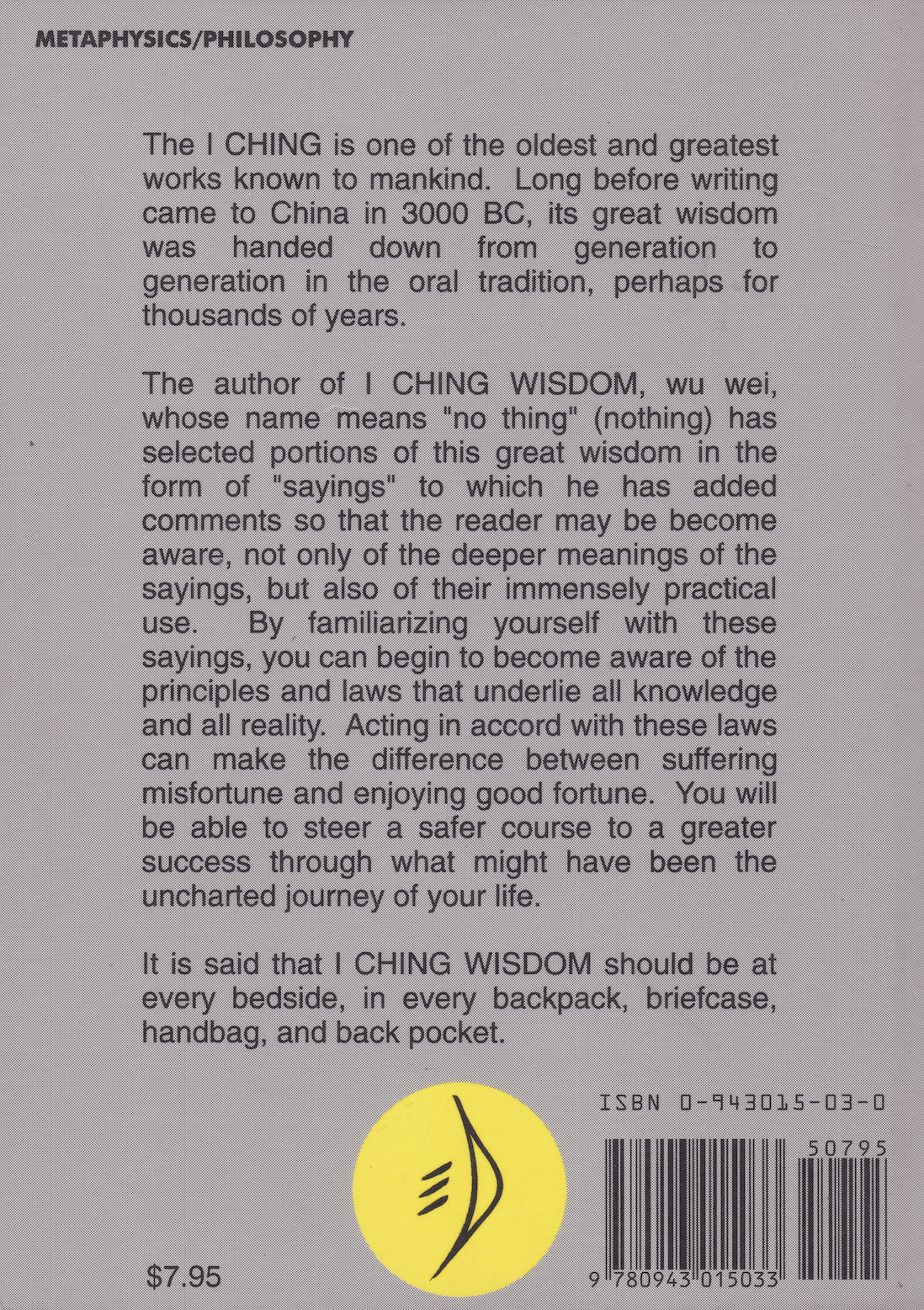 I-Ching Wisdom Book by Wu Wei (Preowned)