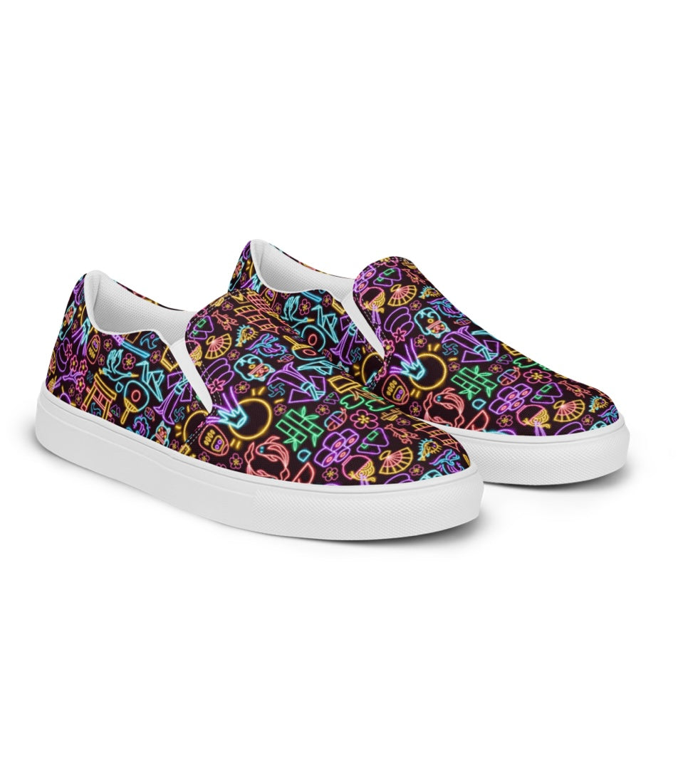 Neon Nights Men’s Slip-on Canvas Shoes by Kaizen Athletic