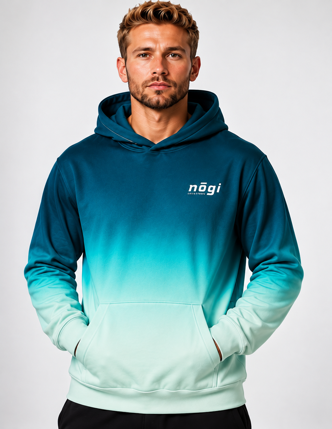 Lagoon — Teal to Mint Gradient Oversized Cotton Hoodie by Nogi Industries