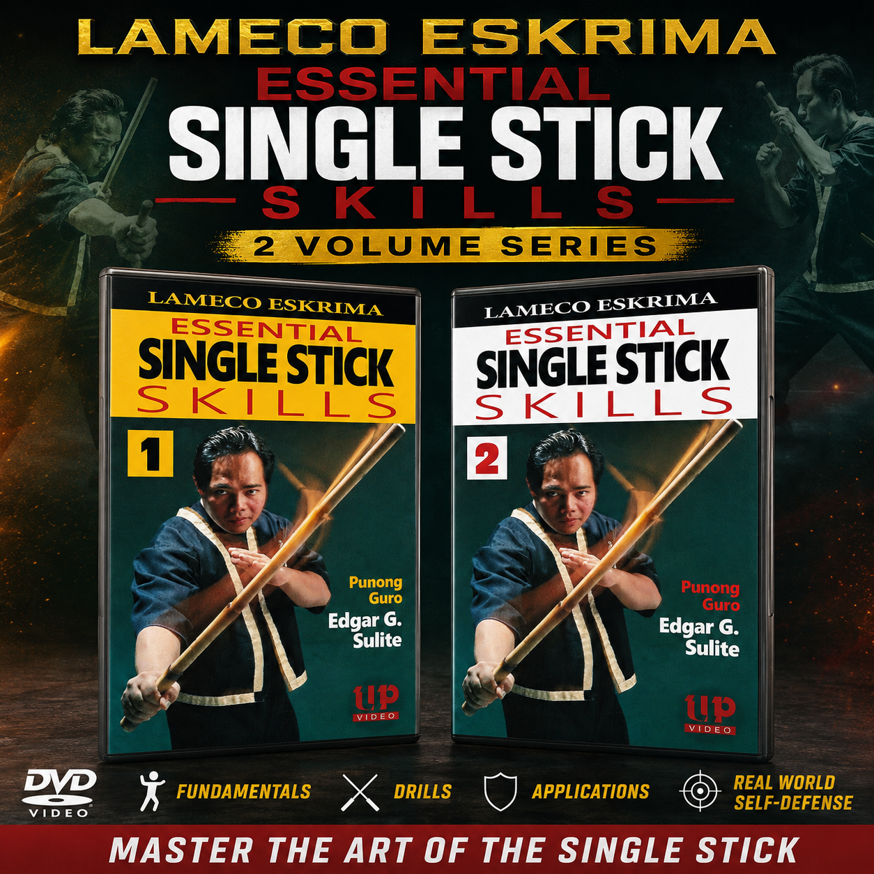 Lameco Eskrima Essential Single Stick Skills 2 DVD Set by Edgar Sulite