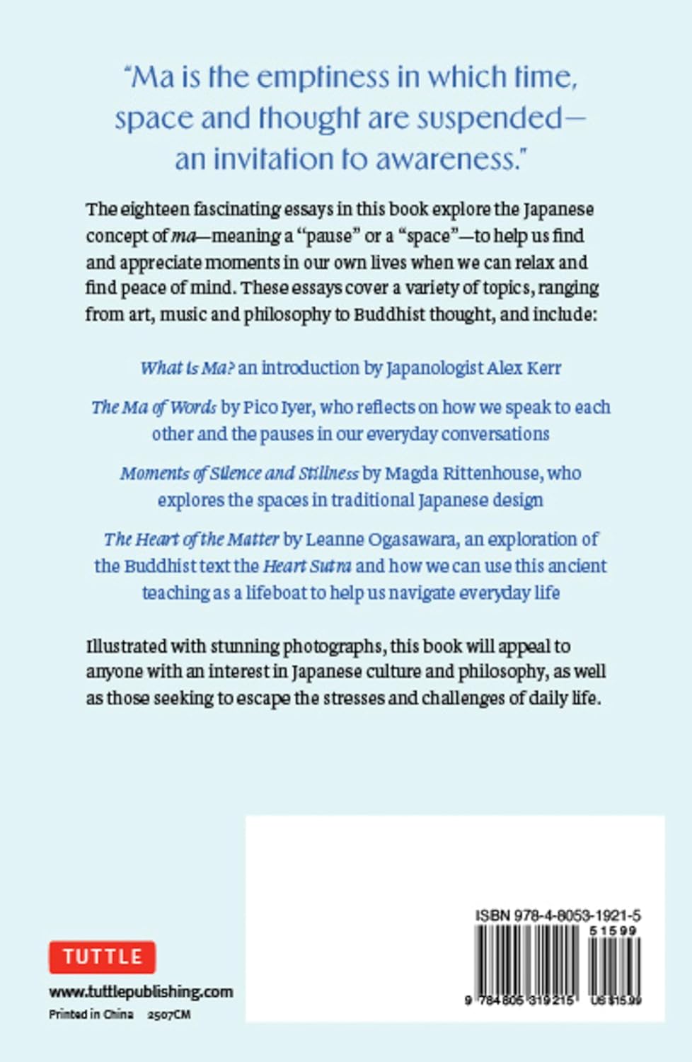 Ma: The Japanese Secret to Contemplation and Calm: An Invitation to Awareness Book by Ken Rodgers & John Einarsen (Hardcover)