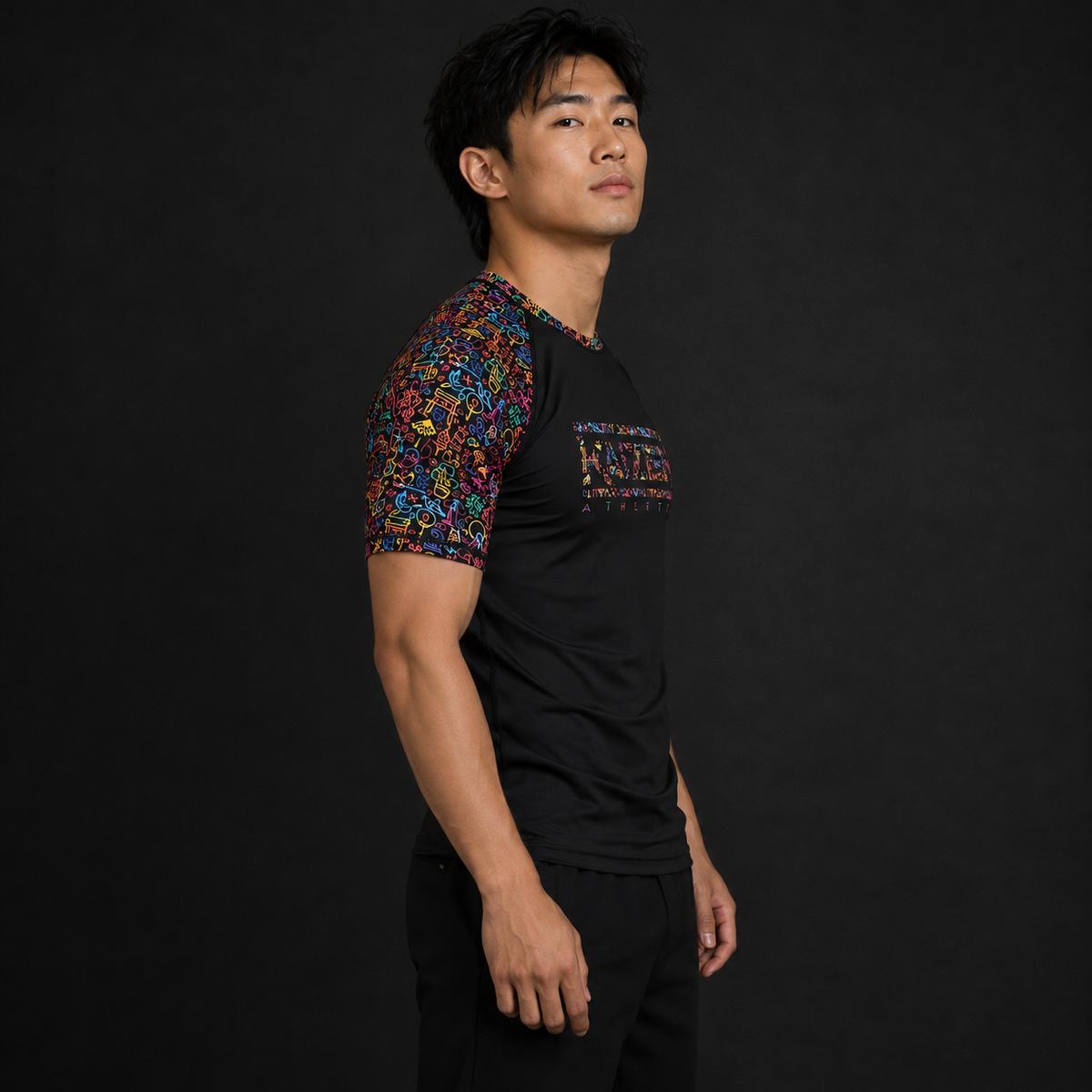 Neon Nights Men's Short Sleeve Rash Guard by Kaizen Athletic